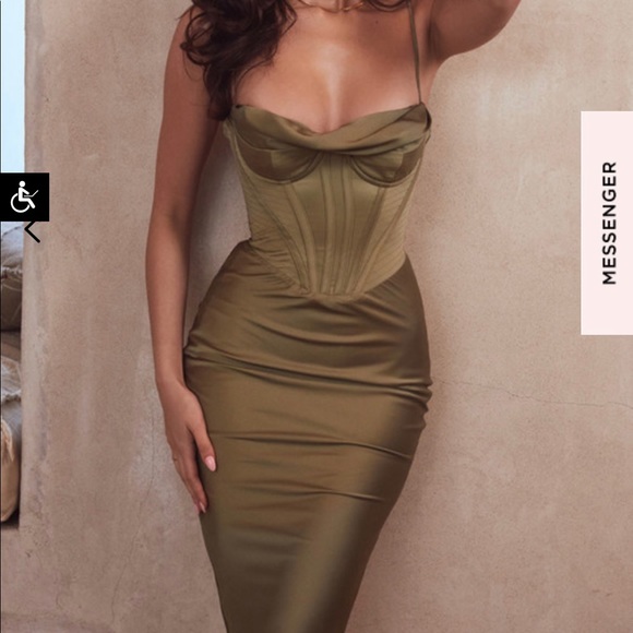 House Of Cb Myrna Dress Olive Green Xs 